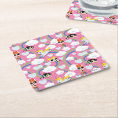 Powerpuff Girls & Donny Rainbow Pattern Kartonnen Onderzetters (Schuin)