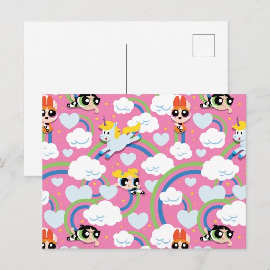 Powerpuff Girls & Donny Rainbow Pattern Uitnodiging Briefkaart (Voorkant / Achterkant)