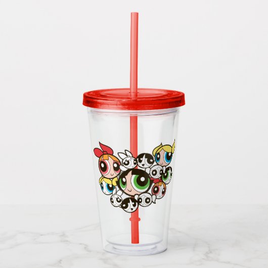 Powerpuff Girls Face Pattern Acryl Drinkbeker (Voorkant)