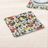 Powerpuff Girls Face Pattern Kartonnen Onderzetters (Schuin)
