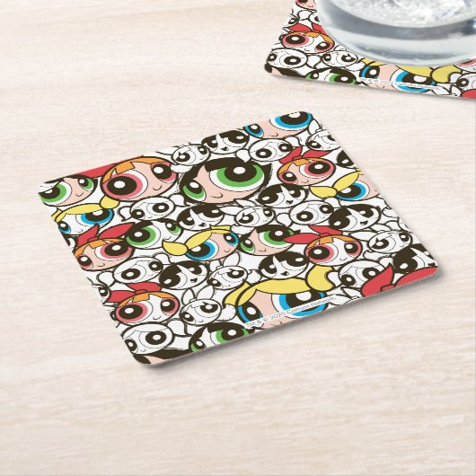 Powerpuff Girls Face Pattern Kartonnen Onderzetters (Schuin)