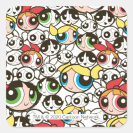 Powerpuff Girls Face Pattern Vierkante Sticker