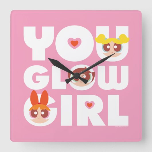 Powerpuff Girls: Glow Girl Vierkante Klok (Voorkant)