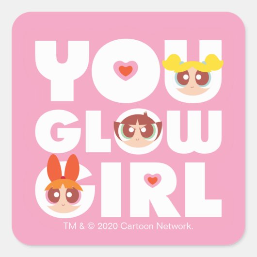 Powerpuff Girls: Glow Girl Vierkante Sticker (Voorkant)