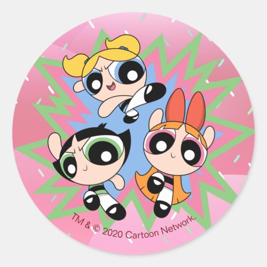 Powerpuff Girls Powfactor Ronde Sticker (Voorkant)