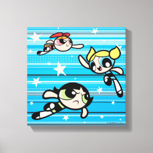 Powerpuff Girls Star Pattern Canvas Afdruk