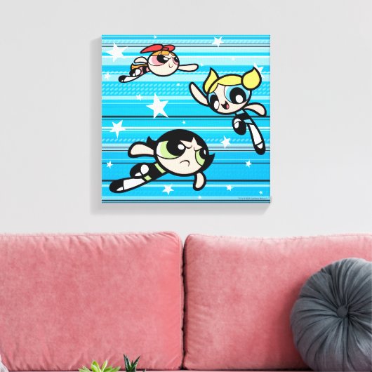 Powerpuff Girls Star Pattern Canvas Afdruk (Insitu (Woonkamer))