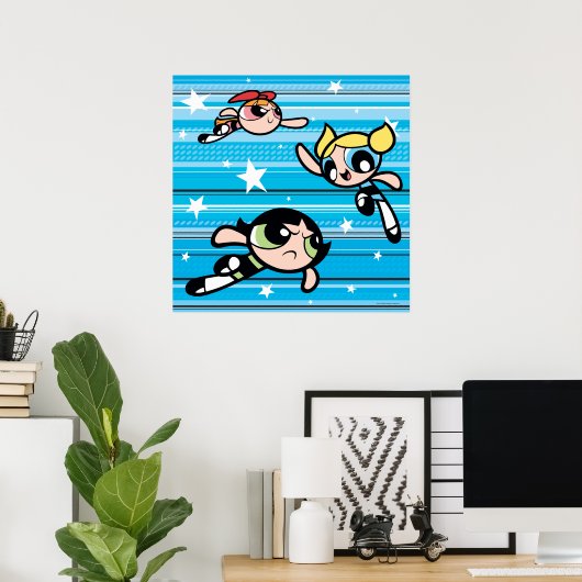 Powerpuff Girls Star Pattern Poster (Thuiskantoor)
