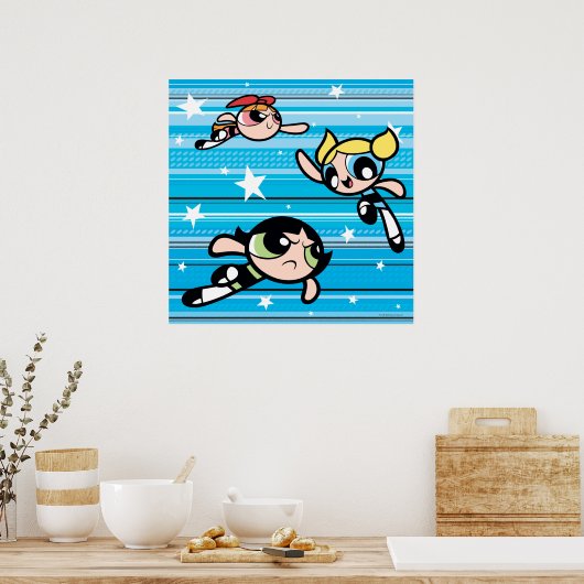 Powerpuff Girls Star Pattern Poster (Keuken)