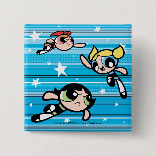 Powerpuff Girls Star Pattern Vierkante Button 5,1 Cm (Voorkant)