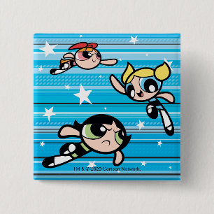 Powerpuff Girls Star Pattern Vierkante Button 5,1 Cm