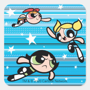Powerpuff Girls Star Pattern Vierkante Sticker