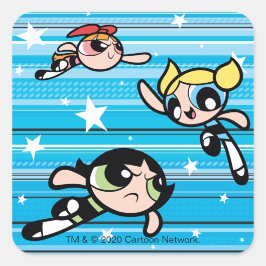 Powerpuff Girls Star Pattern Vierkante Sticker (Voorkant)