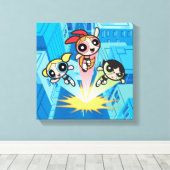 Powerpuff Girls starten in de lucht Canvas Afdruk (Insitu (Houten vloer))