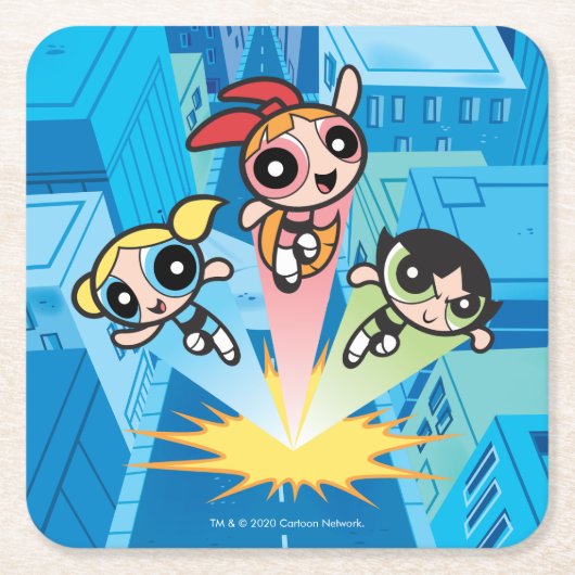 Powerpuff Girls starten in de lucht Kartonnen Onderzetters (Voorkant)