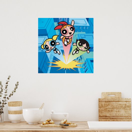 Powerpuff Girls starten in de lucht Poster (Keuken)