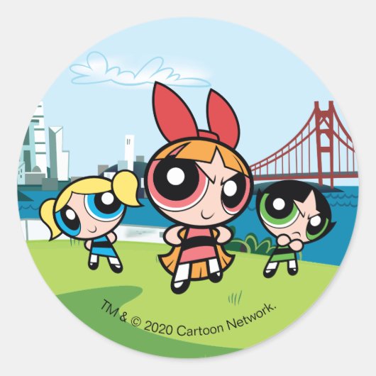 Powerpuff Girls Super Fierce Ronde Sticker (Voorkant)