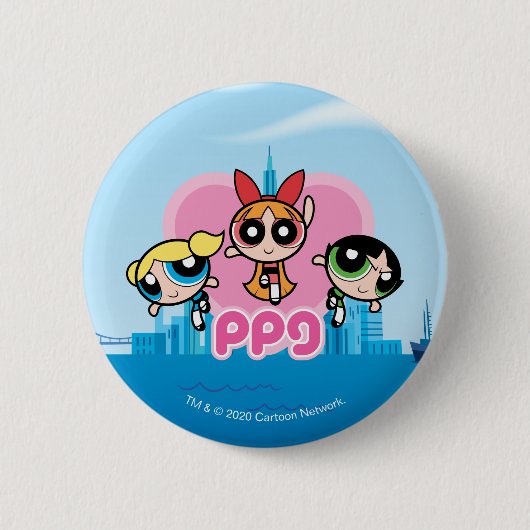 Powerpuff Girls Team Geweldige Ronde Button 5,7 Cm (Voorkant)