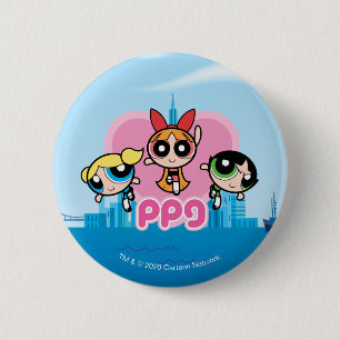 Powerpuff Girls Team Geweldige Ronde Button 5,7 Cm