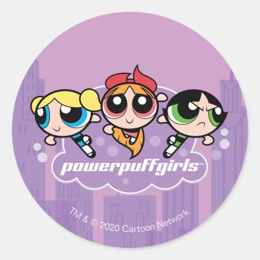 Powerpuff Girls Team Logo Ronde Sticker (Voorkant)