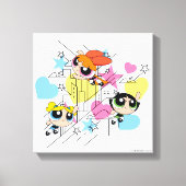 Powerpuff Girls Townsville Pattern Canvas Afdruk (Voorkant)