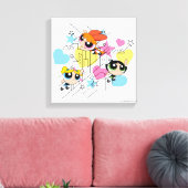 Powerpuff Girls Townsville Pattern Canvas Afdruk (Insitu (Woonkamer))