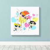 Powerpuff Girls Townsville Pattern Canvas Afdruk (Insitu (Houten vloer))
