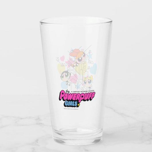 Powerpuff Girls Townsville Pattern Glas (Achterkant)