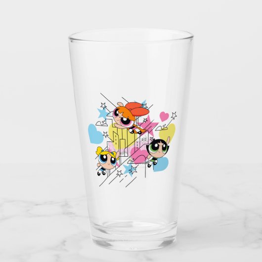 Powerpuff Girls Townsville Pattern Glas (Voorkant)