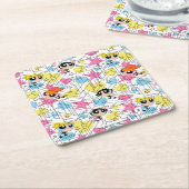 Powerpuff Girls Townsville Pattern Kartonnen Onderzetters (Schuin)