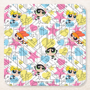 Powerpuff Girls Townsville Pattern Kartonnen Onderzetters