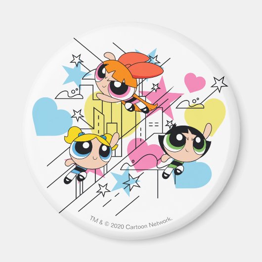 Powerpuff Girls Townsville Pattern Magneet (Voorkant)