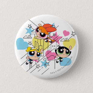 Powerpuff Girls Townsville Pattern Ronde Button 5,7 Cm