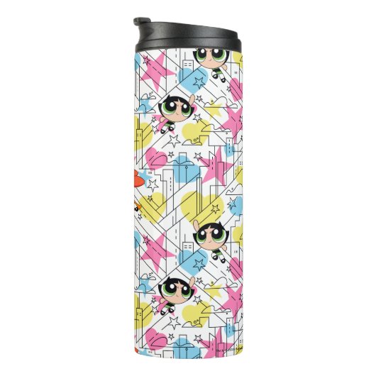 Powerpuff Girls Townsville Pattern Thermosbeker (Geroteerd rechts)