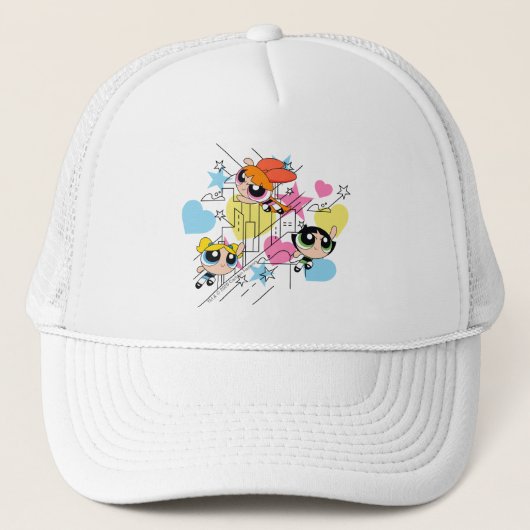 Powerpuff Girls Townsville Pattern Trucker Pet (Voorkant)