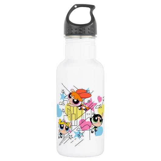 Powerpuff Girls Townsville Pattern Waterfles (Voorkant)