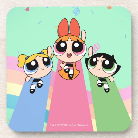 Powerpuff Girls vliegen hoog Bier Onderzetter (Voorkant)
