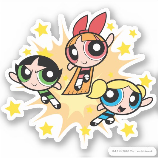 Powerpuff-meisjes redden de dag sticker (Voorkant)