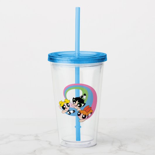 Powerpuff-meisjes vliegen door de lucht acryl drinkbeker (Voorkant)