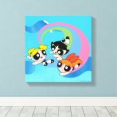 Powerpuff-meisjes vliegen door de lucht canvas afdruk (Insitu (Houten vloer))