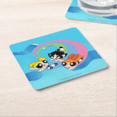 Powerpuff-meisjes vliegen door de lucht kartonnen onderzetters (Schuin)