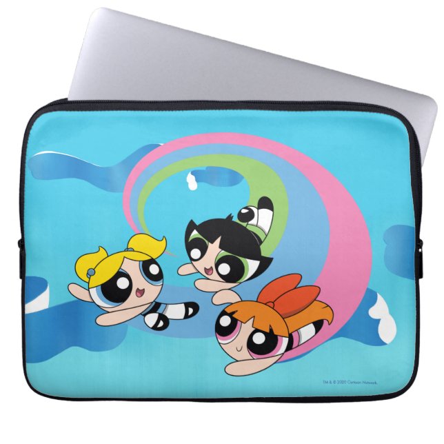 Powerpuff-meisjes vliegen door de lucht laptop sleeve (Voorkant)