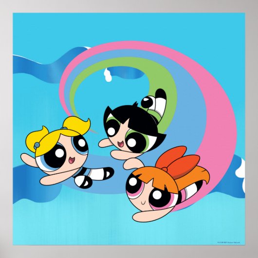 Powerpuff-meisjes vliegen door de lucht poster (Voorkant)