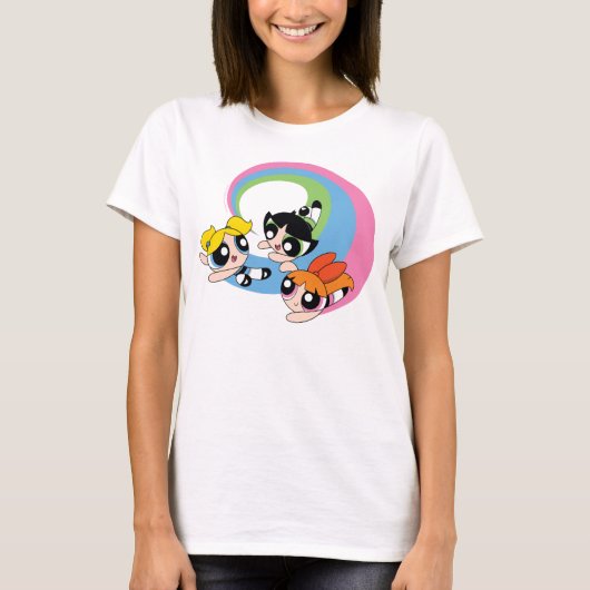 Powerpuff-meisjes vliegen door de lucht t-shirt (Voorkant)