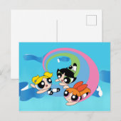 Powerpuff-meisjes vliegen door de lucht uitnodiging briefkaart (Voorkant / Achterkant)