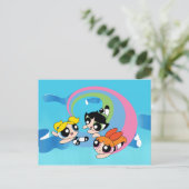 Powerpuff-meisjes vliegen door de lucht uitnodiging briefkaart (Staand voorkant)