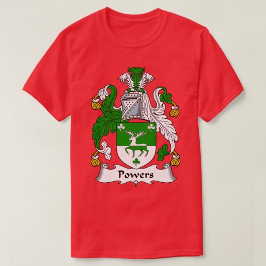 Powers Coat of Arms Family Crest T-shirt (Design voorkant)