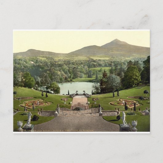 Powerscourt House Gardens c1900, Antiek Ierland Briefkaart (Voorkant)