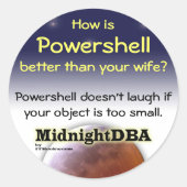 "Powershell lacht niet" sticker (Voorkant)