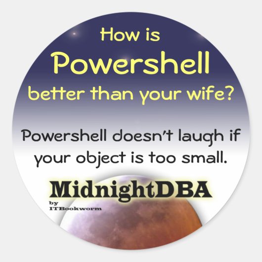 "Powershell lacht niet" sticker (Voorkant)